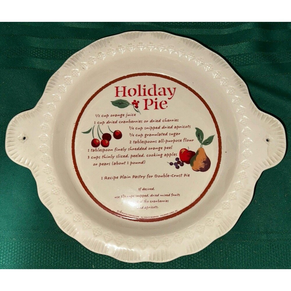 HALLMARK HOLIDAY PIE RECIPE TEXTURED RIM PLATE DISH